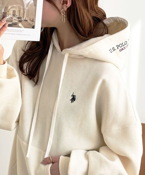 日本代購｜U.S. POLO ASSN. U.S. POLO ASSN.（ユーエスポロアッスン） パーカー 裏起毛 GeeRA別注「U.S. POLO ASSN.」選べる２丈（レギュラー・ショート）！フード刺繍裏起毛スウェットパーカー レディース【ホワイト系その他 / L】｜ZOZOTOWN
