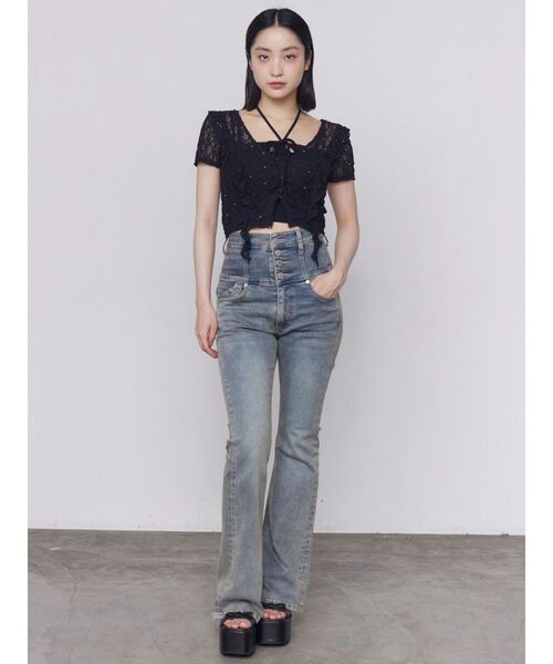 日本代購｜EMODA EMODA（エモダ） ジーンズ デニム デニムパンツ バックリボンフレアハイウエストパギンス レディース｜ZOZOTOWN