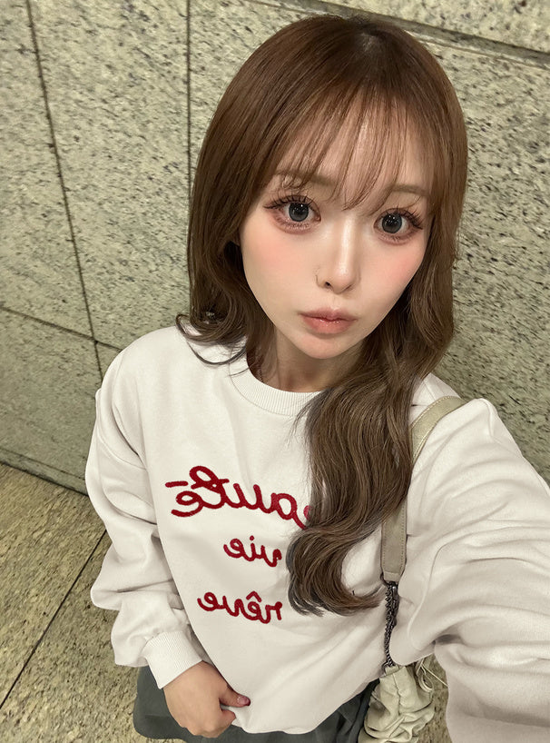 日本代購｜GRL チェーンステッチロゴスウェットトップス[ze976]【アイボリー / F】｜GRL