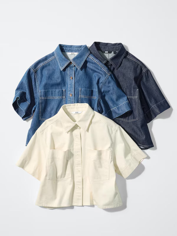 日本代購｜UNIQLO 襯衫 - デニムボクシーシャツ 5分袖｜UNIQLO