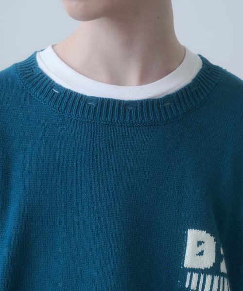 日本代購｜DOOPZ 毛衣 - Logo Damage Knit 男性毛衣｜ZOZOTOWN