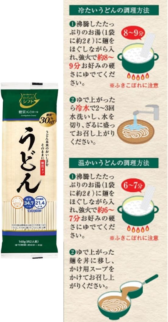 日本代購｜からだシフト からだシフト 糖質コントロール うどん ( 160g×10個 )麺の糖質30%オフ 乾麺｜Amazon JP