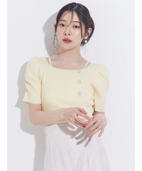 日本代購｜MERCURYDUO 毛衣 - 短袖毛衣側邊鈕扣設計｜ZOZOTOWN
