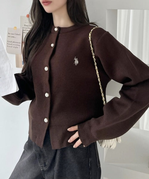 日本代購｜U.S. POLO ASSN. U.S. POLO ASSN.（ユーエスポロアッスン） カーディガン 「Ada.別注 U.S. POLO ASSN.」パールボタン クルーネック ニットカーディガン レディース【ネイビー / L】｜ZOZOTOWN