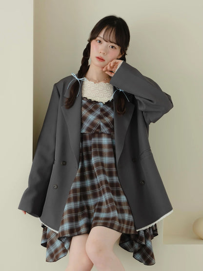 日本代購｜mero boutique 2018 外套 - 灰色プティレースダブルジャケット｜mero boutique 2018