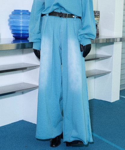 日本代購｜seyto 運動褲 - Bleach-fade 3塔克寬鬆運動褲｜ZOZOTOWN