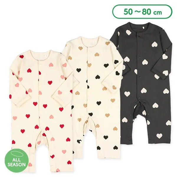 日本代購｜品牌或 IP 名稱的繁體中文（例：怪獸8號、海賊王、UNIQLO） 連身衣 - スムースハート總柄長袖連身衣｜24028-net