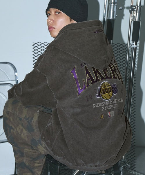 日本代購｜NBA NBA パーカー NBA/エヌビーエー 別注 チームロゴ刺繍バックデザイン ピグメント加工ビッグシルエット裏起毛ダブルジップパーカー メンズ レディース【ブラック / M】｜ZOZOTOWN