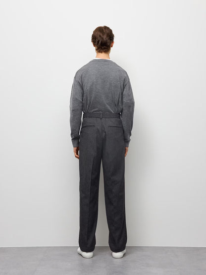 日本代購｜GU タックテーパードパンツ(ツイーディー)(丈長め)【DARK GRAY / M】｜GU