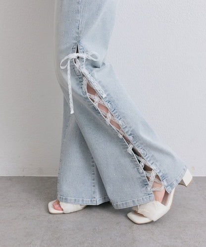 日本代購｜OLIVE des OLIVE OLIVE des OLIVE（オリーブデオリーブ） ジーンズ デニム デニムパンツ サイドレースアップストレッチフレアパンツ レディース｜ZOZOTOWN