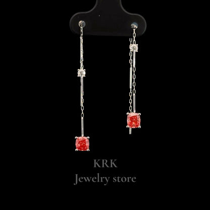 新銳品牌 KRK jewelry E02 IGI 矩形粉鑽四爪耳鏈🇹🇼