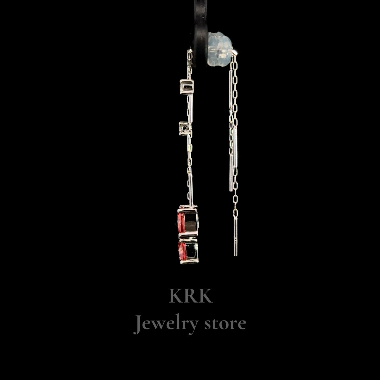 新銳品牌 KRK jewelry E02 IGI 矩形粉鑽四爪耳鏈🇹🇼