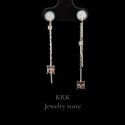 新銳品牌 KRK jewelry E02 IGI 矩形粉鑽四爪耳鏈🇹🇼