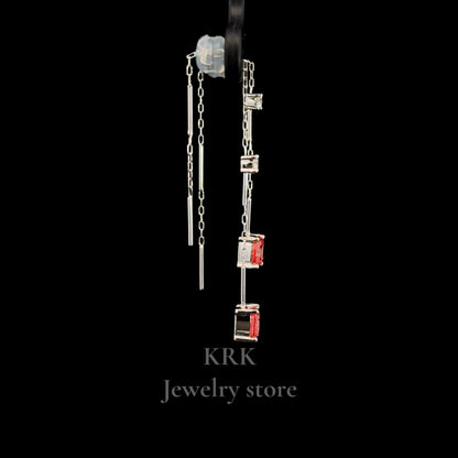 新銳品牌 KRK jewelry E02 IGI 矩形粉鑽四爪耳鏈🇹🇼