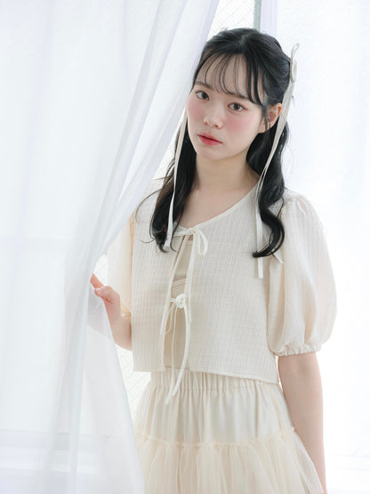 日本代購｜mero boutique 2018 外套 - ミント色リボンボレロ外套｜mero boutique 2018
