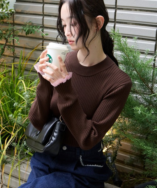 日本代購｜forksy. forksy.（フォルクシー） タートルネック ニット セーター 「forksy.」「エブリデイシリーズ」シアーフリルカフスリブニットプルオーバー レディース【アイボリー / FREE】｜ZOZOTOWN