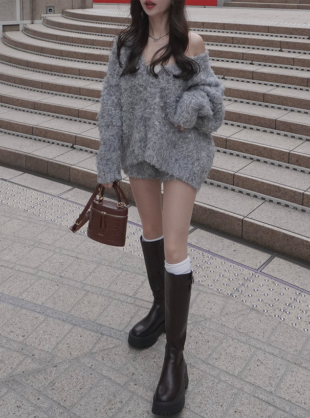日本代購｜GRL サイドバックル厚底ロングブーツ[zr1285]【ブラウン / 24.5cm】｜GRL