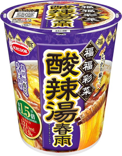 日本代購｜エースコック 方便麵 - 福福彩菜 酸辣湯春雨 40g ×12個｜Amazon JP
