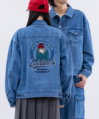 日本代購｜Red Cap Girl RED CAP GIRL（レッドキャプガール） デニムジャケット gジャン 「a-r」「RedCapGirl/レッドキャップガール」バックサテン刺繍 3rdタイプ デニムジャケット メンズ レディース【ブラック / M】｜ZOZOTOWN