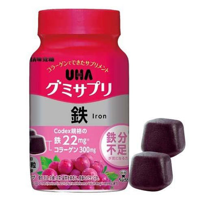 日本代購｜UHA 保健食品 - 保健軟糖 鐵 30日份 60粒｜UHA