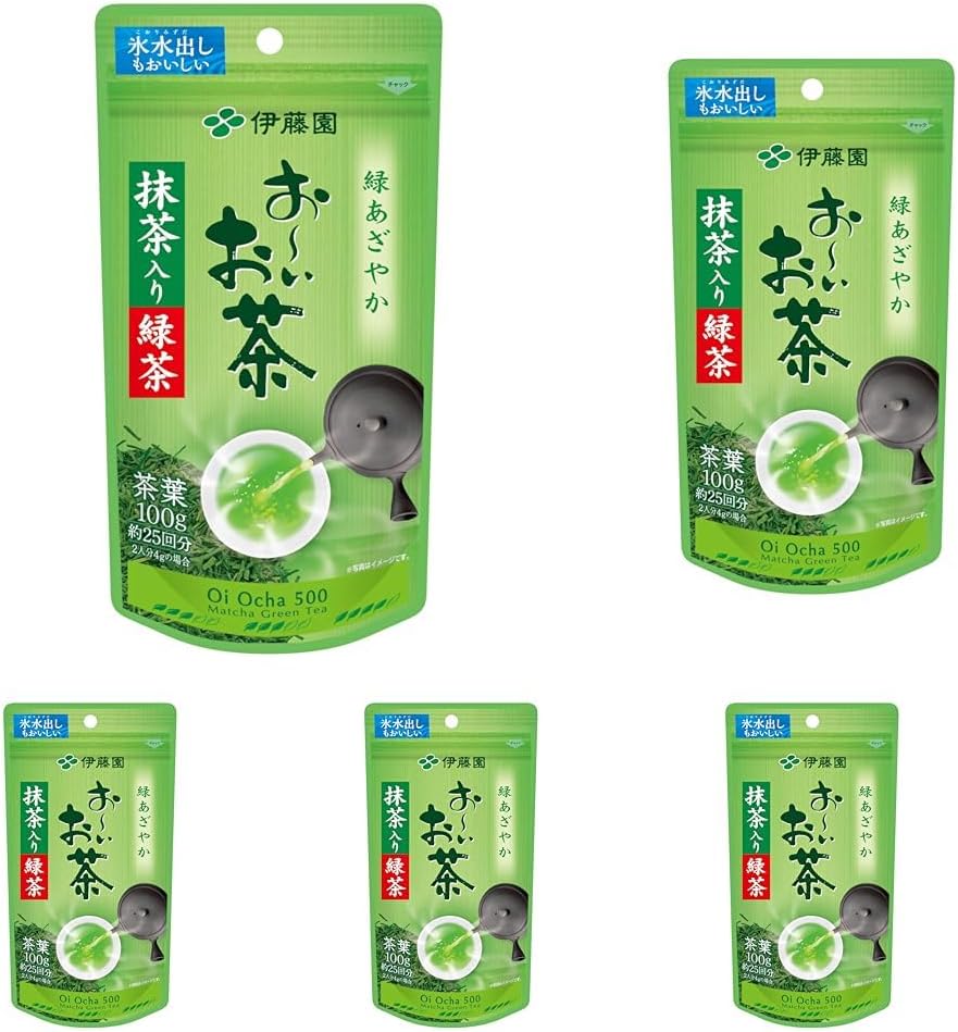 日本代購｜伊藤園 綠茶 - 抹茶入り緑茶 100g (× 5)｜Amazon JP