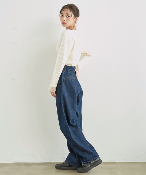 日本代購｜mil mil（ミル） ワイドパンツ ジーンズ デニム デニムパンツ バレルレッグ デニムパンツ「588225」 レディース【インディゴブルー / M-Regular】｜mil