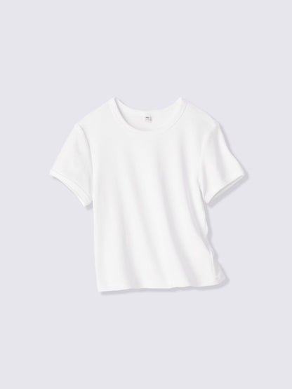 日本代購｜GU リブクルーネックT【BLACK / M】｜GU