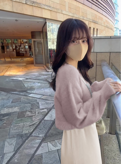 日本代購｜GRL 上衣與連身裙套裝 - シャギーニット上衣×連身裙套裝【粉色 / F】｜GRL