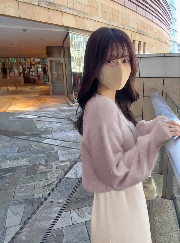 日本代購｜GRL 上衣與連身裙套裝 - シャギーニット上衣×連身裙套裝【粉色 / F】｜GRL