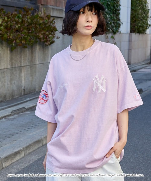 日本代購｜MLB T恤 - 別注刺繡徽章復古加工寬鬆半袖T恤｜ZOZOTOWN
