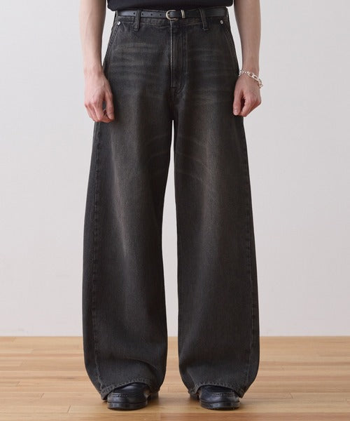 日本代購｜LUENNA 寬褲 - Vintage Curve Denim Pants 藍灰色寬褲｜ZOZOTOWN
