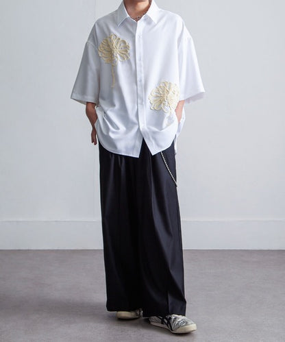 日本代購｜Nilway 襯衫 - 半袖大花刺繡襯衫｜ZOZOTOWN