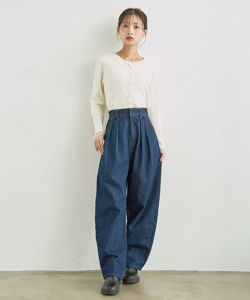 日本代購｜mil mil（ミル） ワイドパンツ ジーンズ デニム デニムパンツ バレルレッグ デニムパンツ「588225」 レディース【インディゴブルー / M-Regular】｜mil