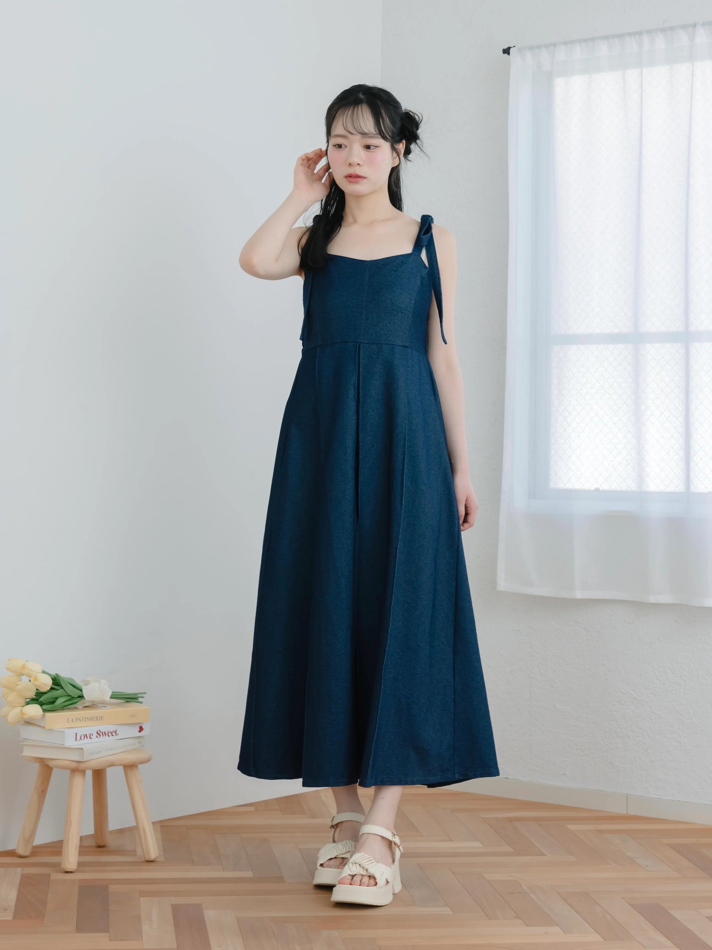 日本代購｜mero boutique 2018 連身裙 - デニムキャミ連身裙【深藍色】｜mero boutique 2018