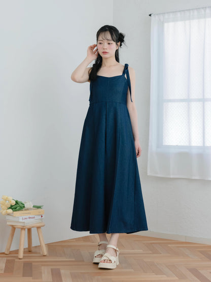 日本代購｜mero boutique 2018 連身裙 - デニムキャミ連身裙【深藍色】｜mero boutique 2018