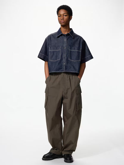 日本代購｜UNIQLO 襯衫 - デニムボクシーシャツ 5分袖｜UNIQLO