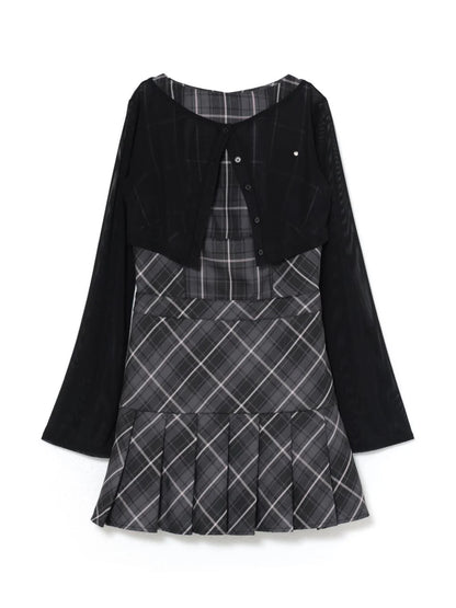 日本代購｜ANDMARY Donna check mini dress【black / F】｜ANDMARY