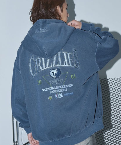 日本代購｜NBA NBA パーカー NBA/エヌビーエー 別注 チームロゴ刺繍バックデザイン ピグメント加工ビッグシルエット裏起毛ダブルジップパーカー メンズ レディース【ブラック / M】｜ZOZOTOWN