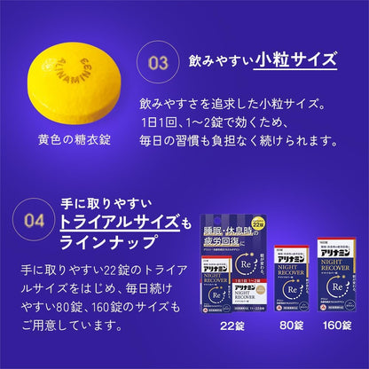 日本代購｜ナイトリカバーのストアを表示 【公式】アリナミンナイトリカバー錠 22錠【指定医薬部外品】ノンカフェイン 睡眠・休息時の疲労回復 栄養不良に伴う睡眠の質(眠りの浅さ、目覚めの悪さ)改善 グリシン配合｜Amazon JP