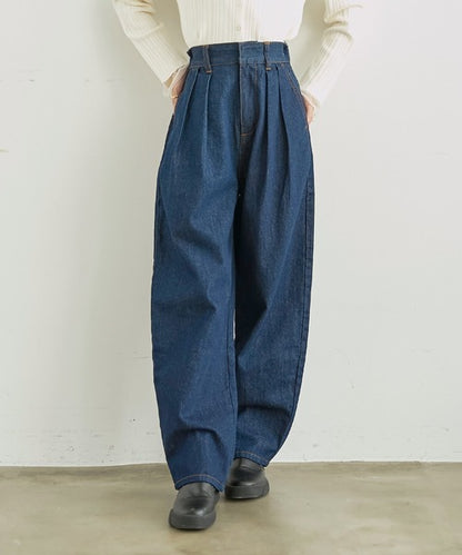 日本代購｜mil mil（ミル） ワイドパンツ ジーンズ デニム デニムパンツ バレルレッグ デニムパンツ「588225」 レディース【インディゴブルー / M-Regular】｜mil
