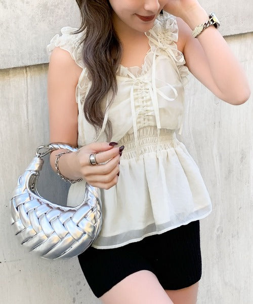 日本代購｜未知 背心 - mily bilet 愛心大人蕾絲綁帶背心｜ZOZOTOWN