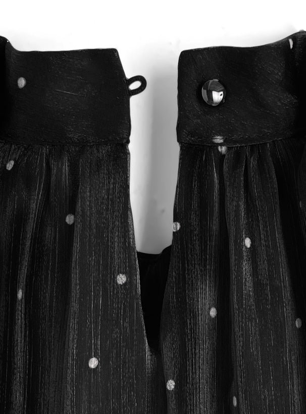 日本代購｜GRL 連身裙 - 圓點圖案亞麻喇叭長裙｜GRL