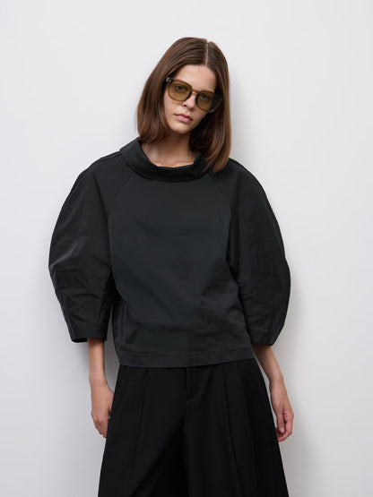 日本代購｜GU 上衣 - コクーンスリーブ七分袖上衣【黑色 / 3XL】｜GU
