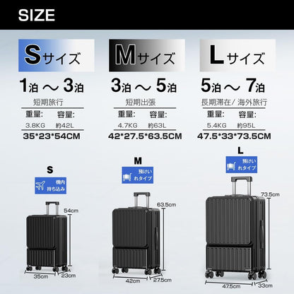 日本代購｜BARGOHOY 行李箱 - 多功能輕量行李箱 USB接口｜Amazon JP