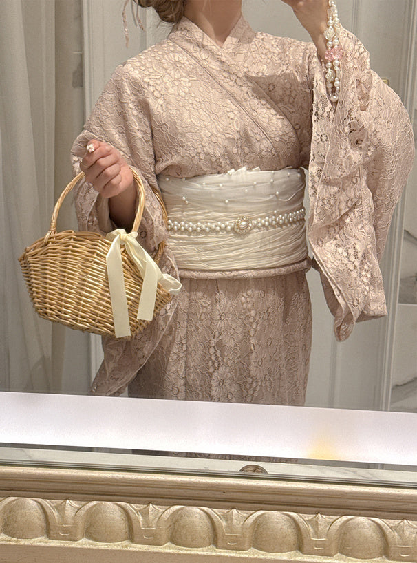 日本代購｜GRL 浴衣 - 3點套裝2Way蕾絲荷葉邊浴衣｜GRL