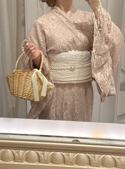 日本代購｜GRL 浴衣 - 3點套裝2Way蕾絲荷葉邊浴衣｜GRL