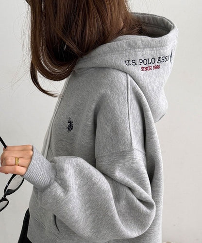 日本代購｜U.S. POLO ASSN. U.S. POLO ASSN.（ユーエスポロアッスン） パーカー 裏起毛 GeeRA別注「U.S. POLO ASSN.」選べる２丈（レギュラー・ショート）！フード刺繍裏起毛スウェットパーカー レディース【グレー系その他 / L】｜ZOZOTOWN