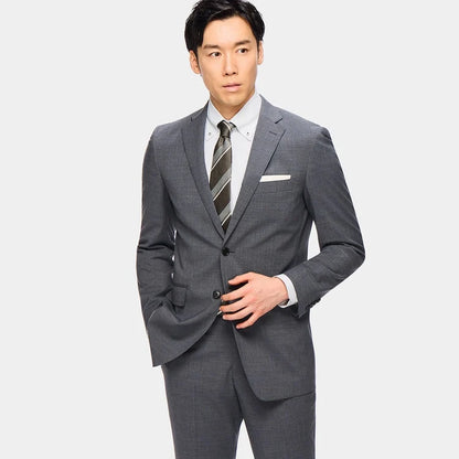 日本代購｜AOKI 西裝 - SUPER Aircool 可洗 Slim Fit 影紋兩件式西裝 - 灰色｜AOKI