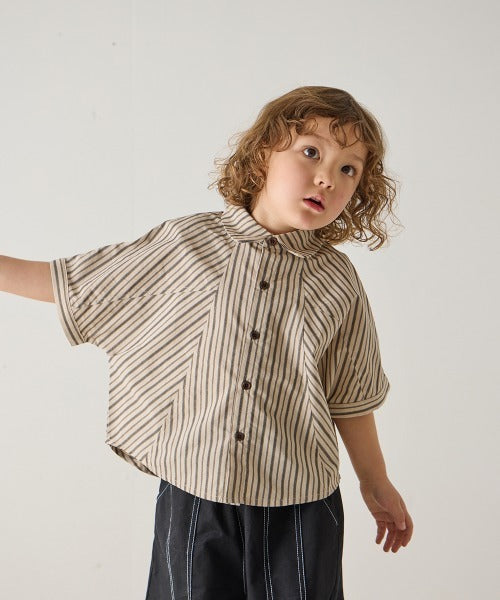 日本代購｜riziere 襯衫 - 5分袖條紋襯衫 兒童服裝｜ZOZOTOWN