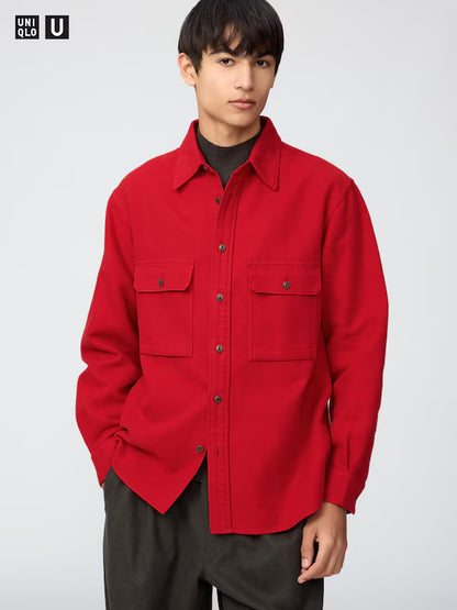 日本代購｜UNIQLO 襯衫 - 刷絨棉襯衫 15 紅色 XS｜UNIQLO